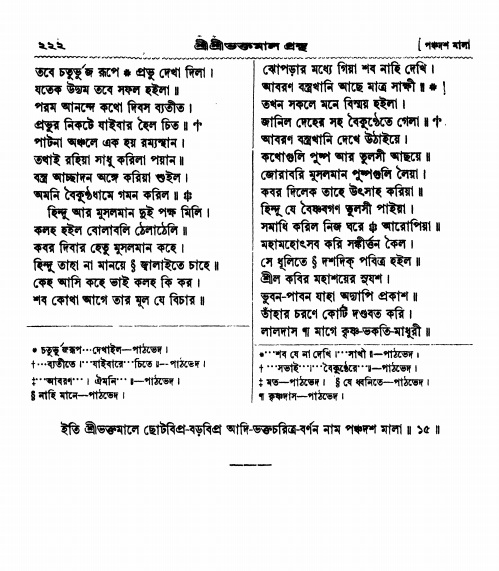 শ্রীশ্রী ভক্তমাল গ্রন্থ পৃষ্ঠা নং- ২২২