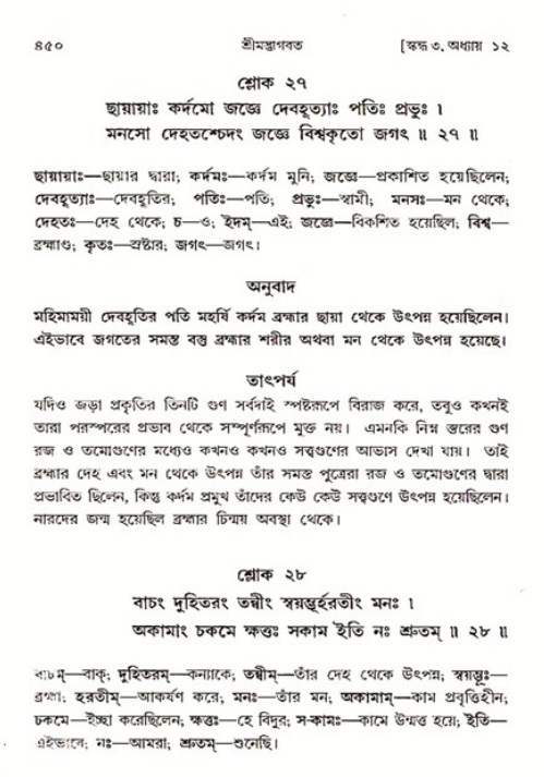 শ্রীমদ্ভাগবত, ৩য় স্কন্ধ ১ম ভাগ-পৃষ্ঠা নং- ৪৫০