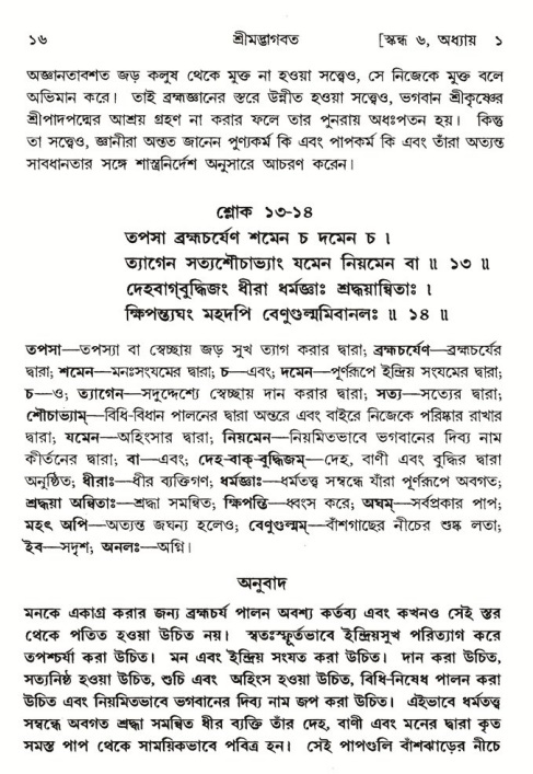  শ্রীমদ্ভাগবত, ৬ষ্ঠ  স্কন্ধ-পৃষ্ঠা নং- ১৬ 