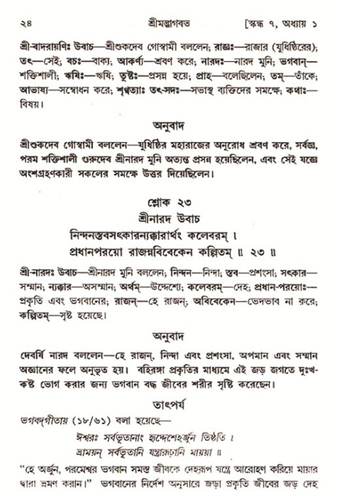  শ্রীমদ্ভাগবত, ৭ম স্কন্ধ-পৃষ্ঠা নং- ২৪ 
